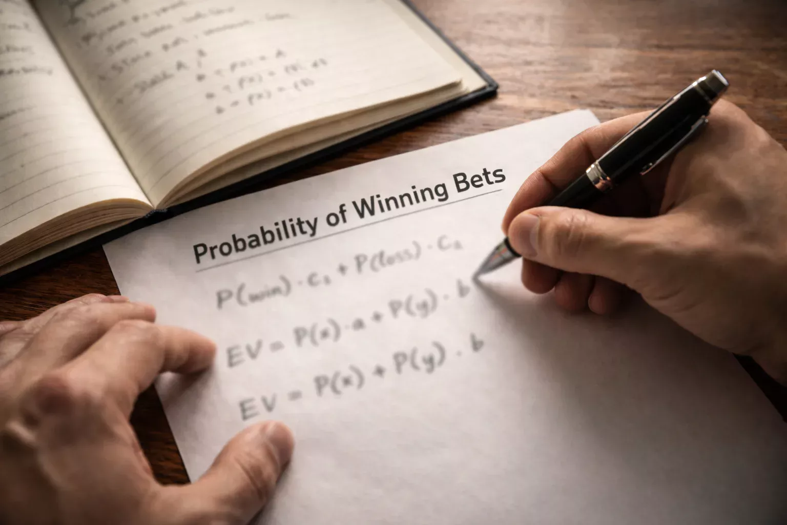 Persona che scrive formule matematiche su un foglio di carta