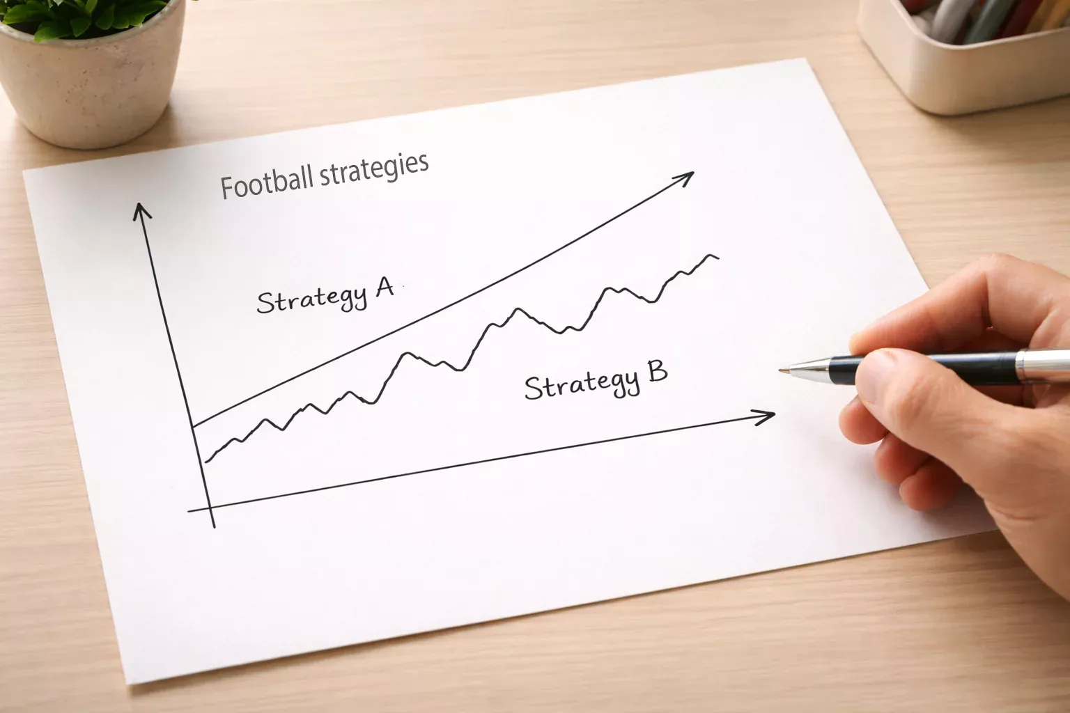 Grafico lineare semplice che mostra un confronto tra due strategie
