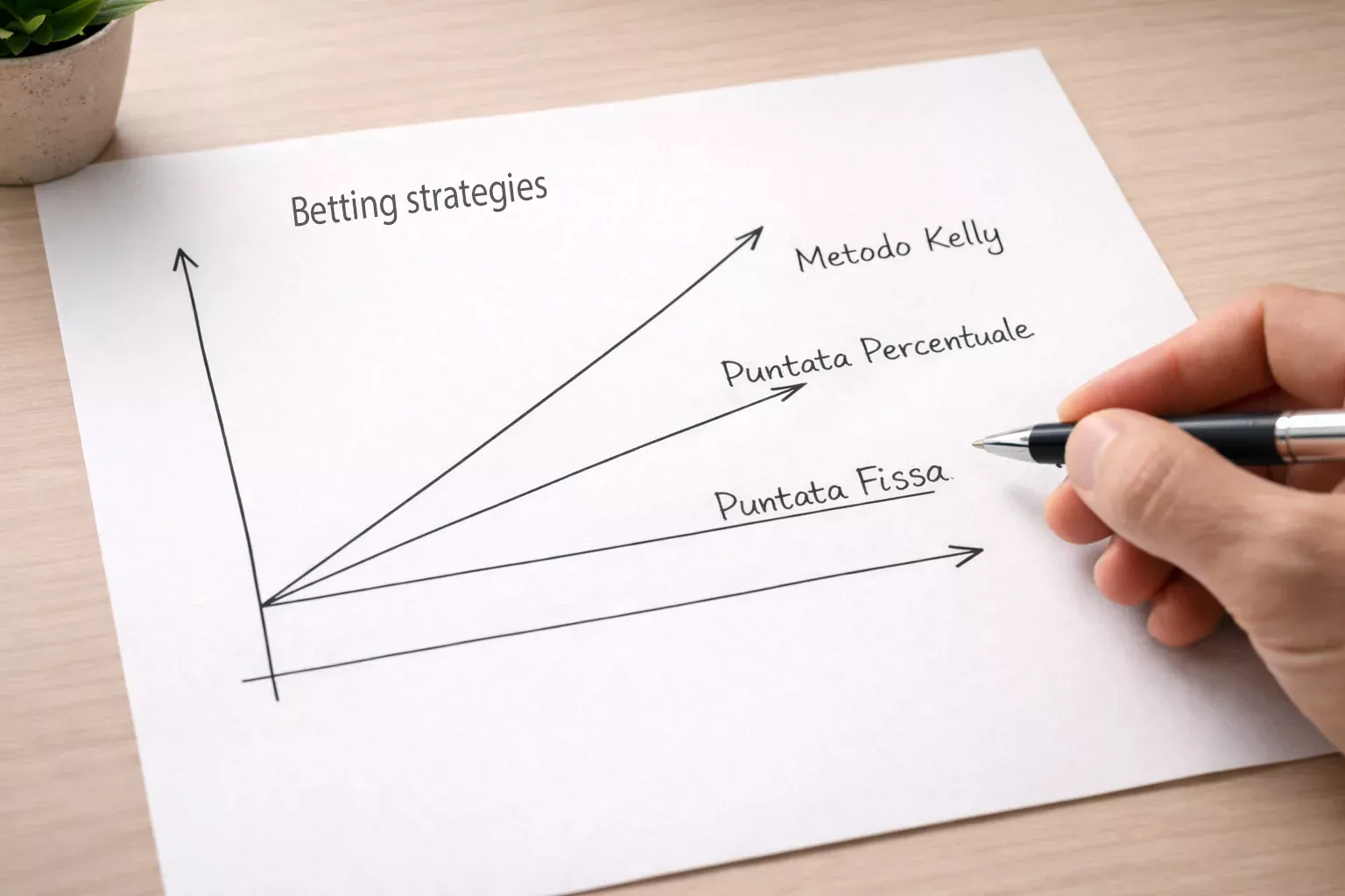 Grafico semplice che mostra diverse strategie di puntata